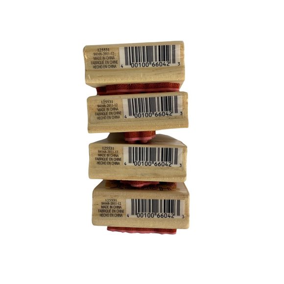 NWT Easter Rubber Stamp Set Bunny Egg Chick Happy Wood Craft smart - Picture 3 of 3